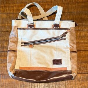 Vintage cream and brown harvest label Japanese tote bag